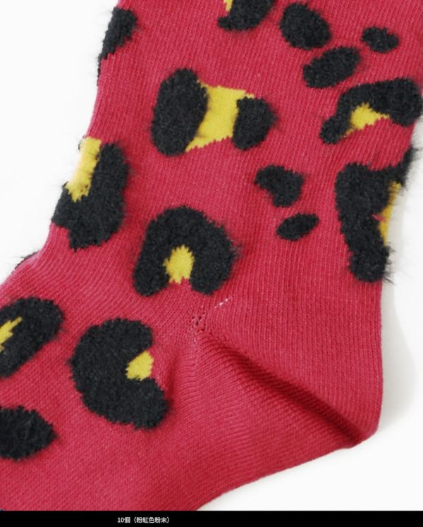 立體豹紋襪子 