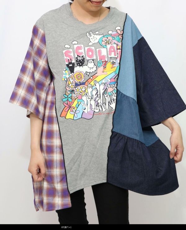 純棉-彩虹拼接異材上衣 