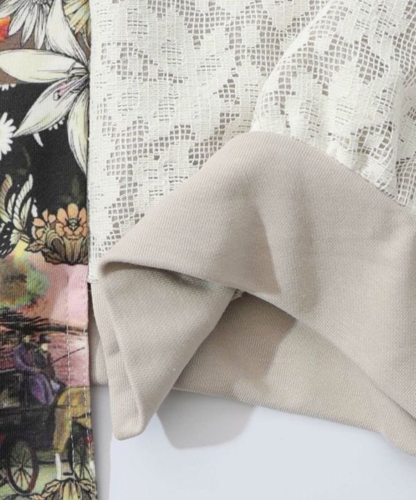 鑰匙圖騰異材拼接中長版上衣 