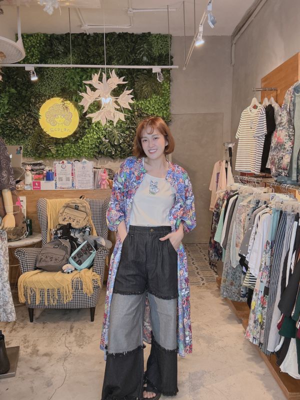 橘花朵/貓外星人長版洋裝 