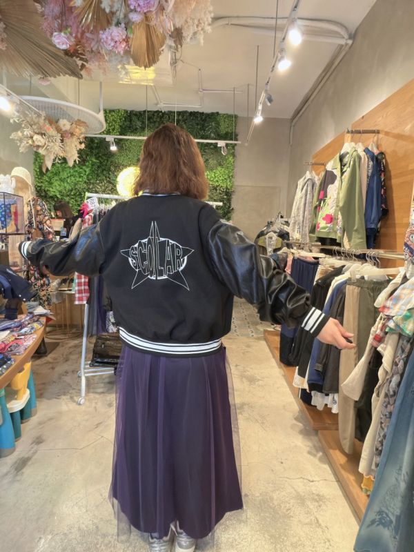 皮革拼接棒球外套 