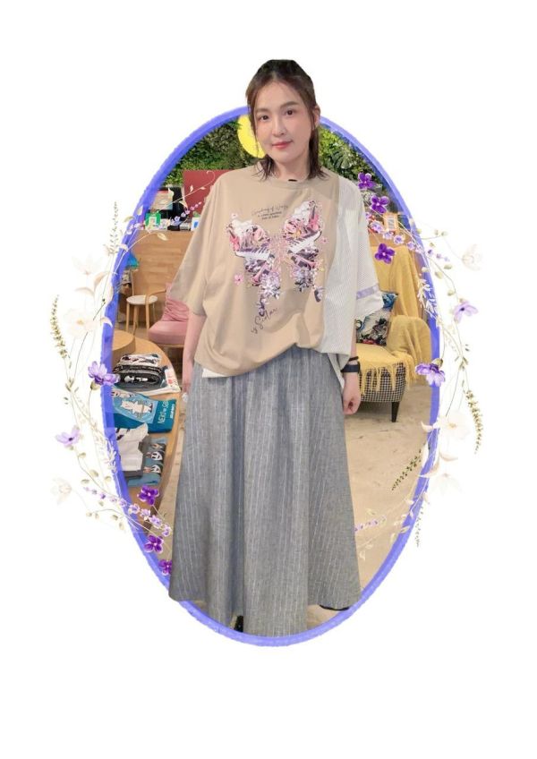 樂器之蝶拼接上衣 