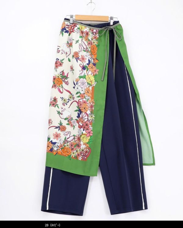 運動風花朵絲巾造型褲(可拆式) 