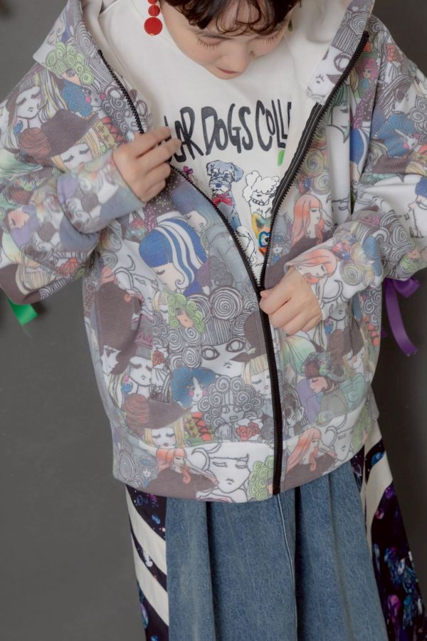 滿版娃頭都市連帽 