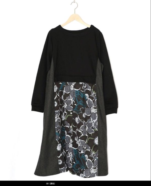 繁星花異材質拼接洋裝 