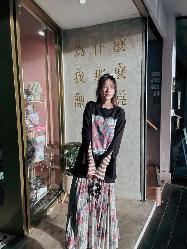 畫框袖子拉鍊款上衣 