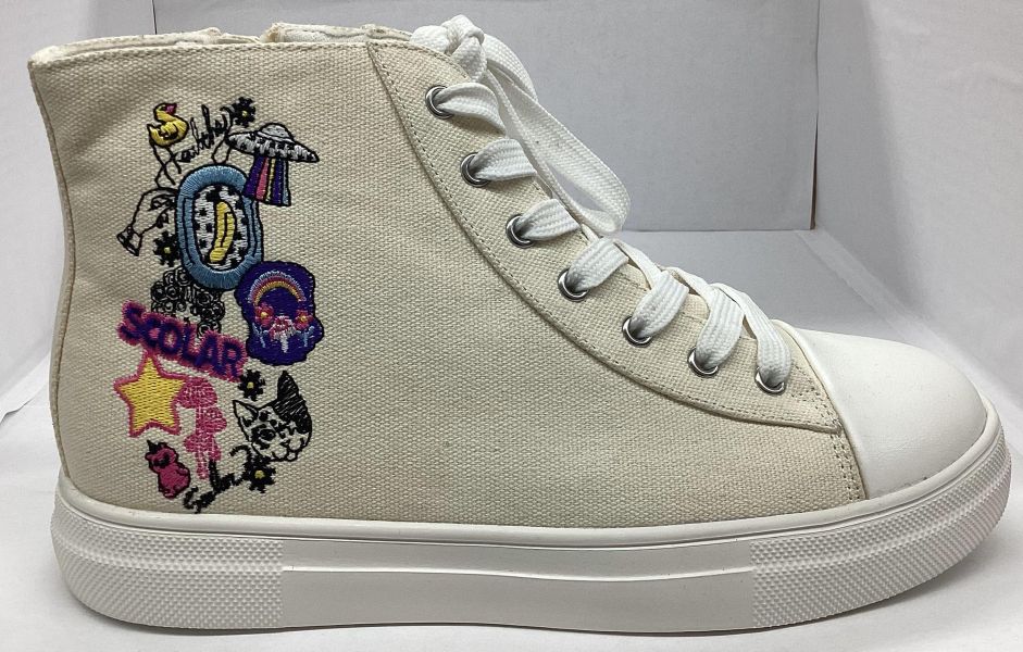 刺繡高筒帆布鞋 