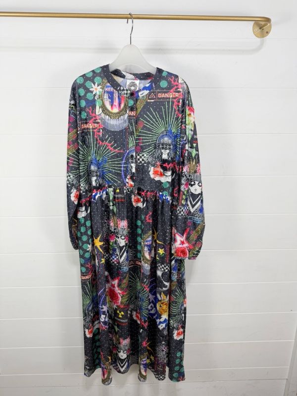 女神/銀花襯衫長洋裝 