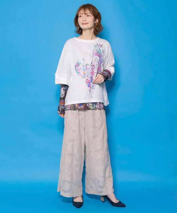 立體簍空海洋貝殼寬褲 