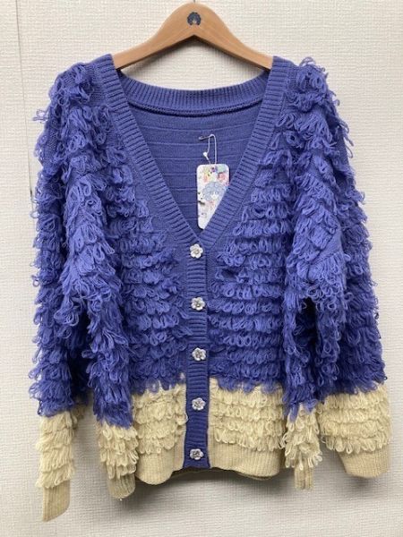 毛圈針織小花釦外罩 