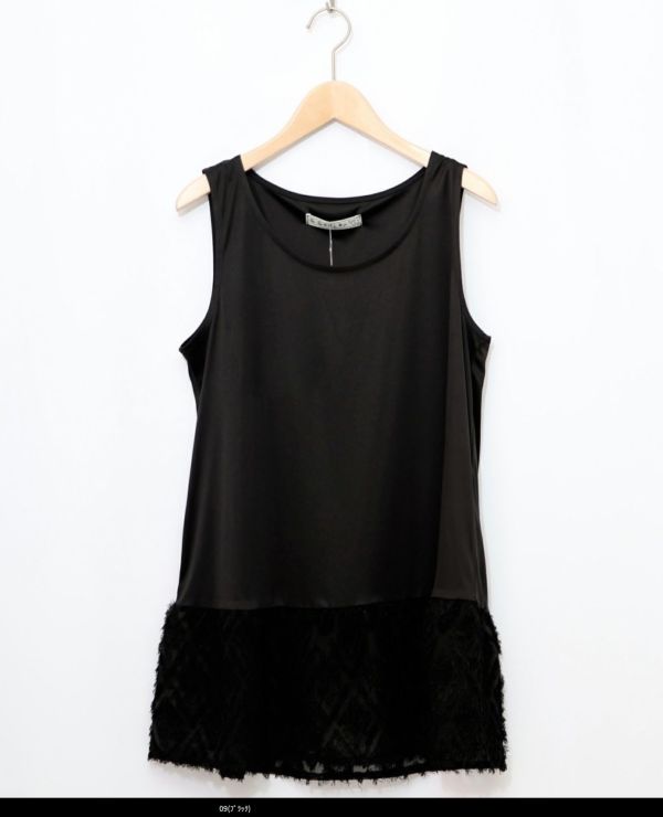 羽毛蕾絲簍空背心 