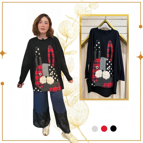 普普風兔子中長版上衣 