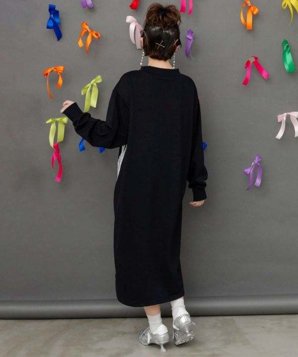 蕾絲拼接長版上衣 