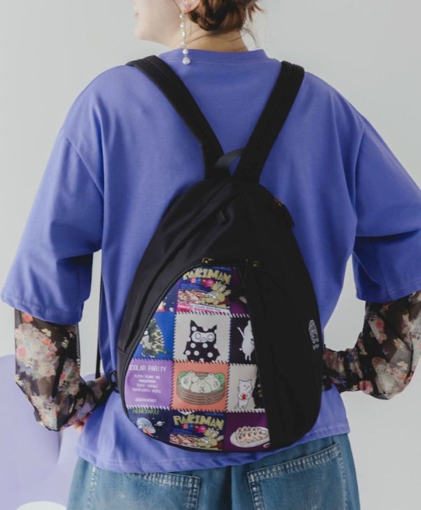 格子塗鴉後背包 