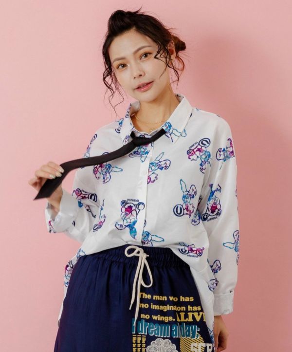 附領帶-帕丘薩塗鴉襯衫 