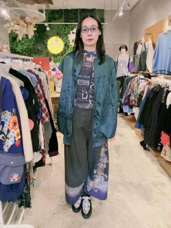 漸層花朵西裝寬褲 