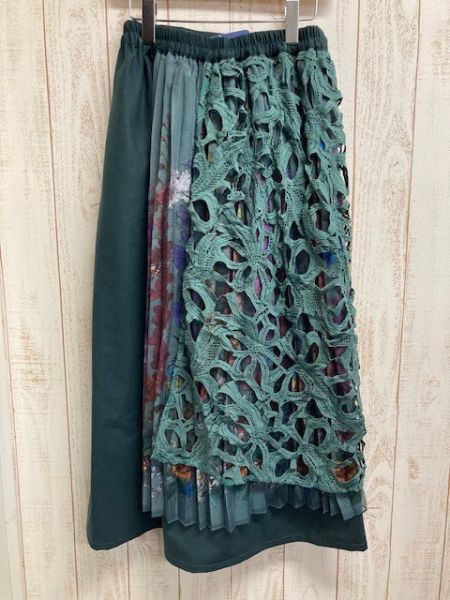 蕾絲葉脈拼接裙 