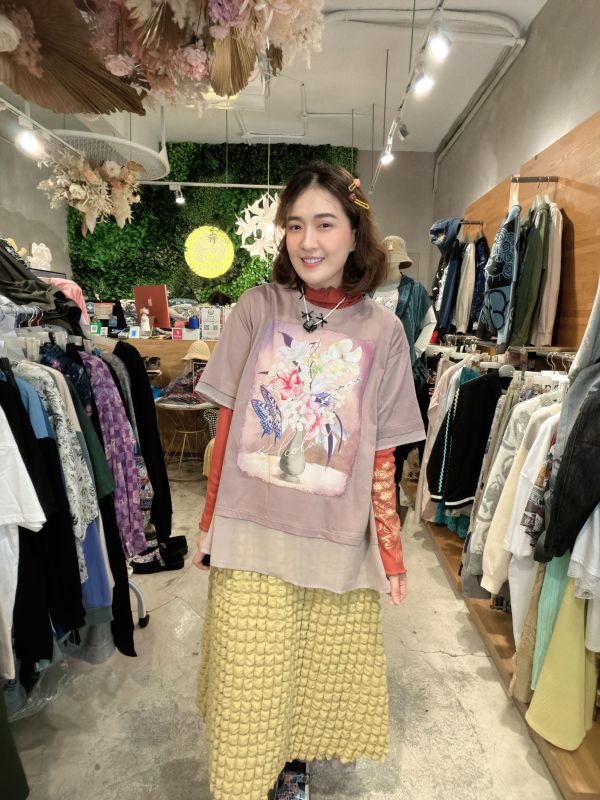 雙面穿-蘑菇方格泡泡裙 