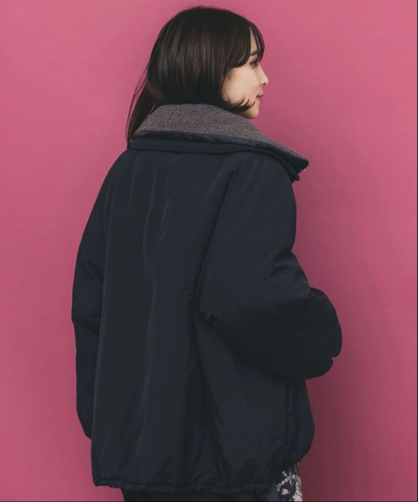 可拆領-花朵刺繡鋪棉夾克 