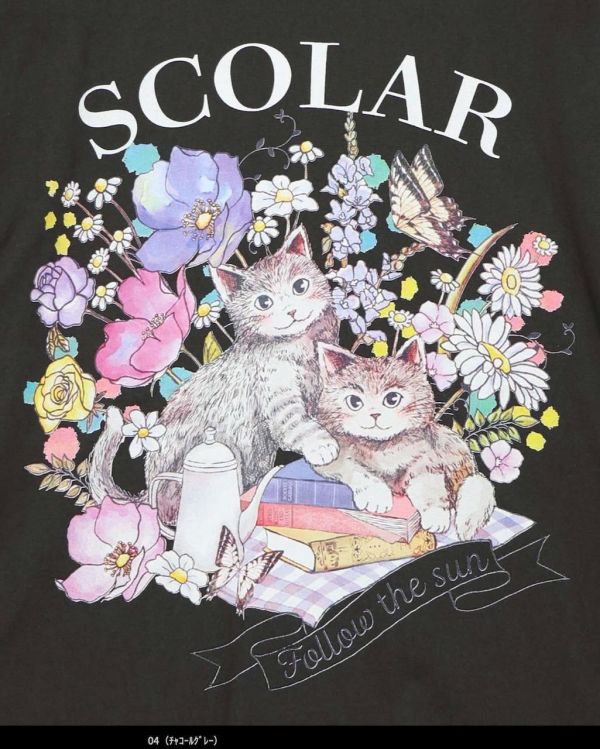 下午茶貓咪撞色上衣 