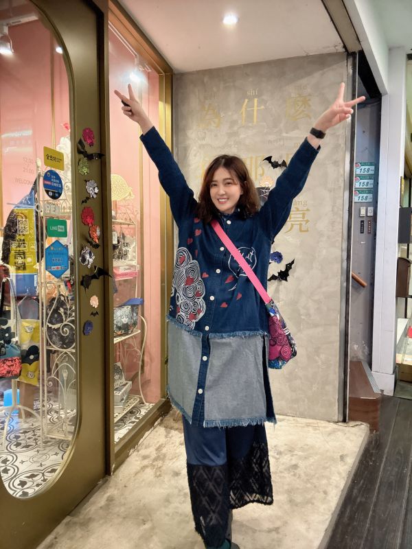 牛仔愛心娃頭襯衫洋 