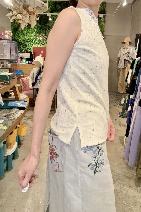 星星點蝴蝶蕾絲背心 