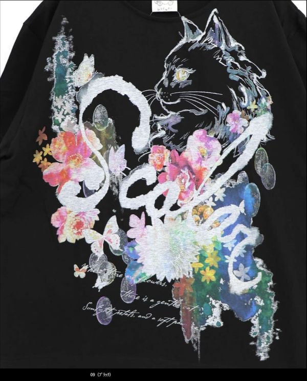 涼感-貓側臉花朵造型上衣 