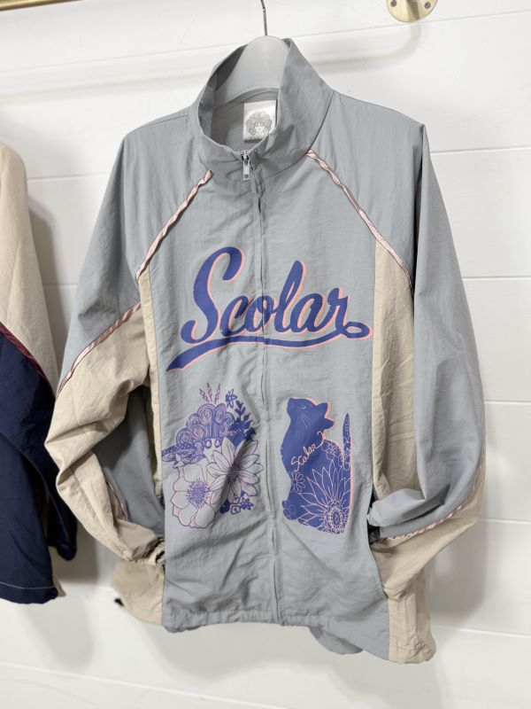 美式塗鴉貓咪立領風衣 