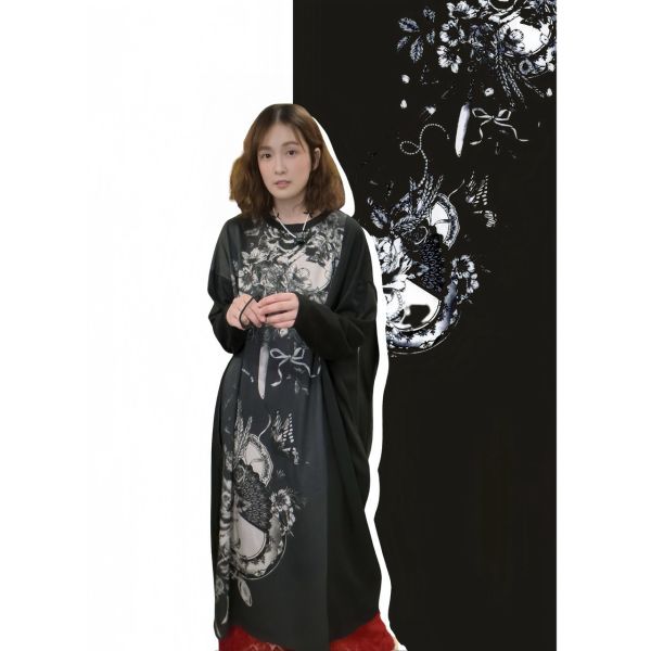 餐廚花藝造型長版上衣 