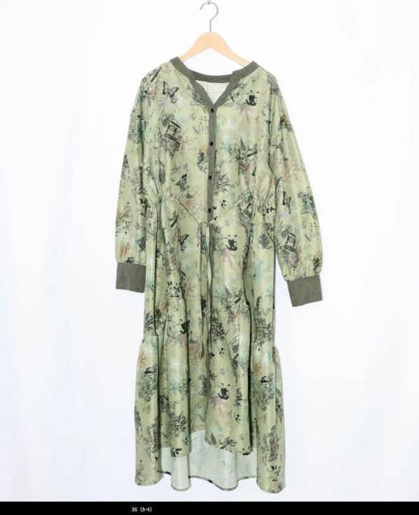 夢幻樂器燈芯絨長版洋裝 