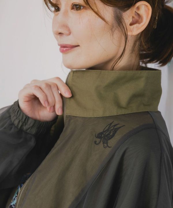 玫瑰刺繡拼接外套 