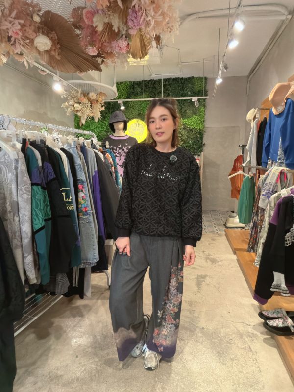 漸層花朵西裝寬褲 