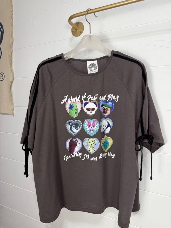 愛心狗狗抽繩造型上衣 