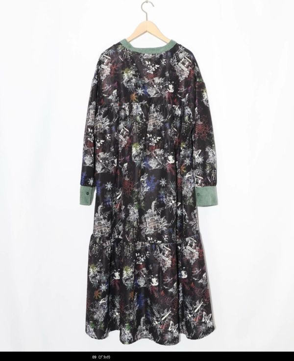 夢幻樂器燈芯絨長版洋裝 