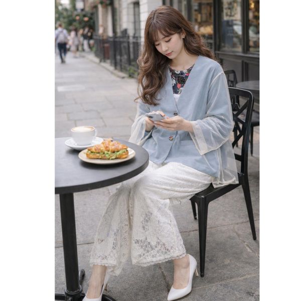 立體拼紗西裝外套 