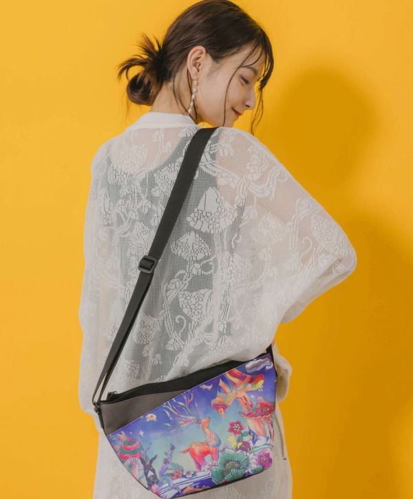 海洋花布側背包 