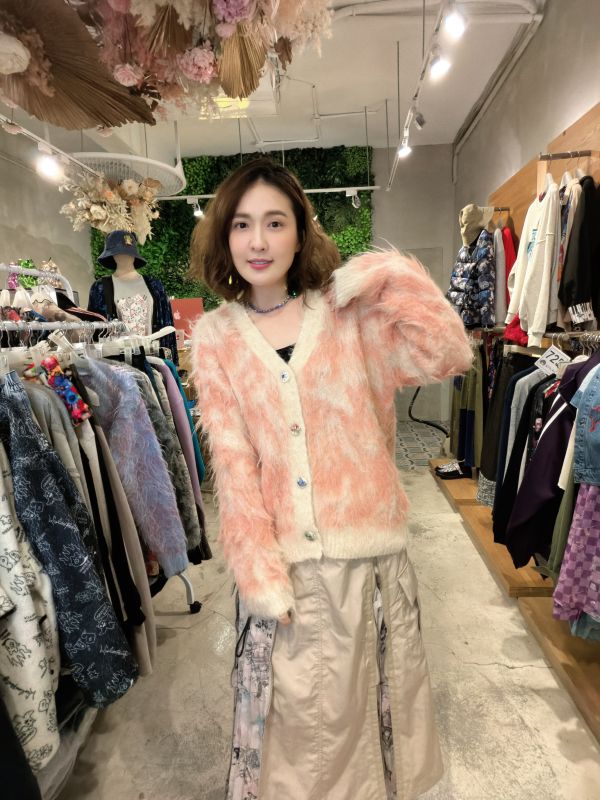 棉花糖毛絨V領外罩 