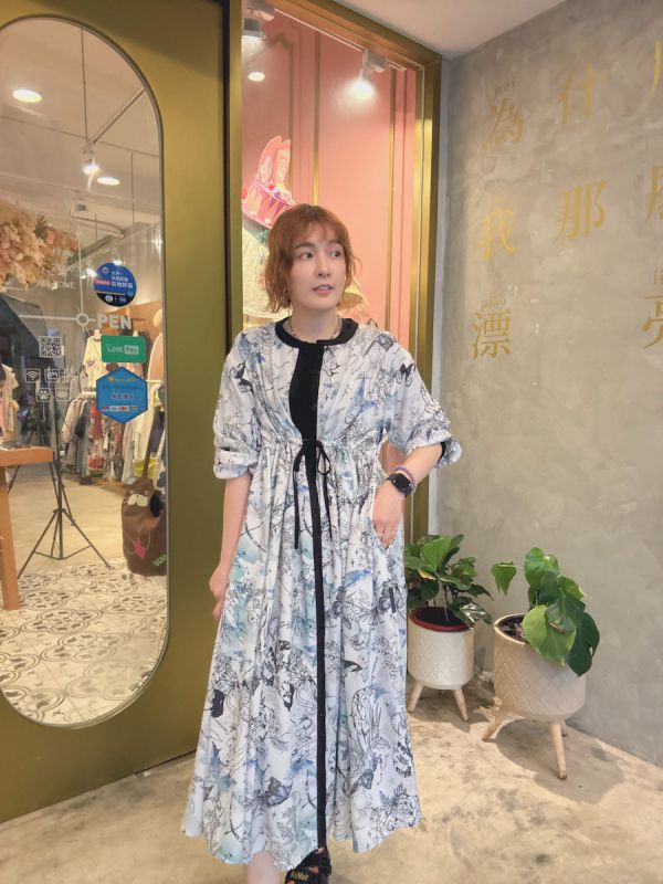 星座暈染口袋襯衫洋裝 