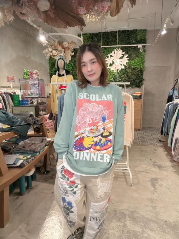 娃頭甜點誘惑假兩件上衣 