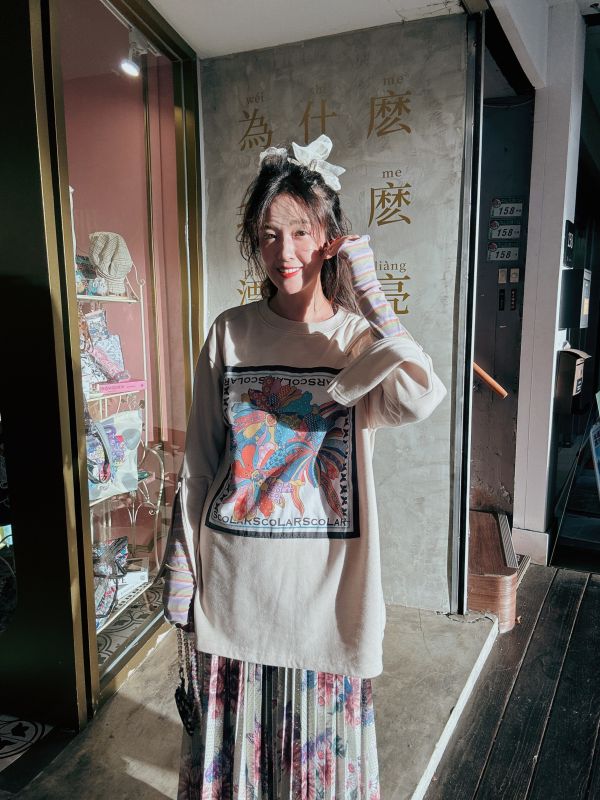 畫框袖子拉鍊款上衣 