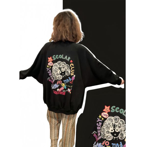 彩色娃頭排扣中長版外套 