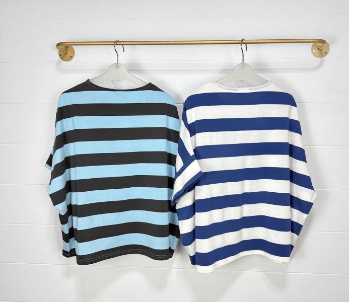 貓咪眼鏡橫條紋上衣 