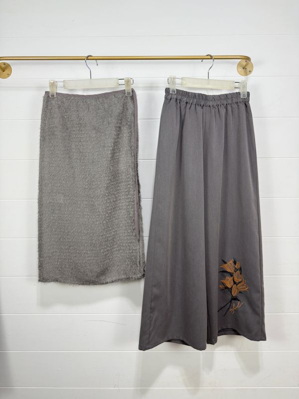 可拆開綁帶羽毛寬褲 