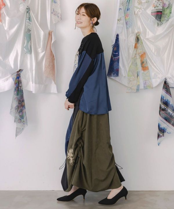 三色抽繩造型裙 