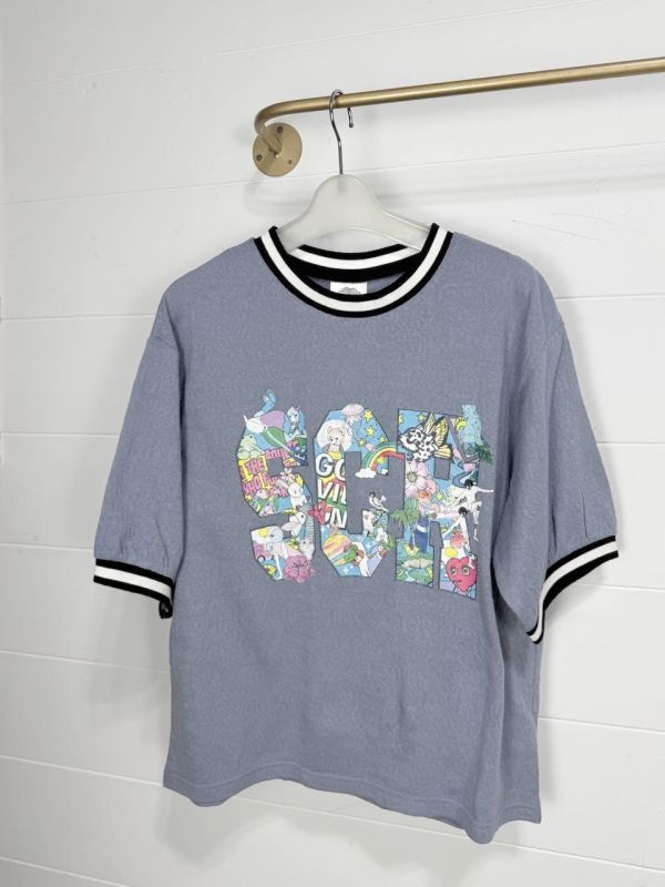 蕾絲布-宇宙塗鴉SCR五分袖上衣 