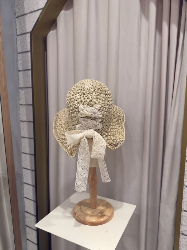 蕾絲蝴蝶結編織帽 