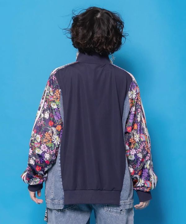 暹羅貓花朵運動牛仔拼接外套 