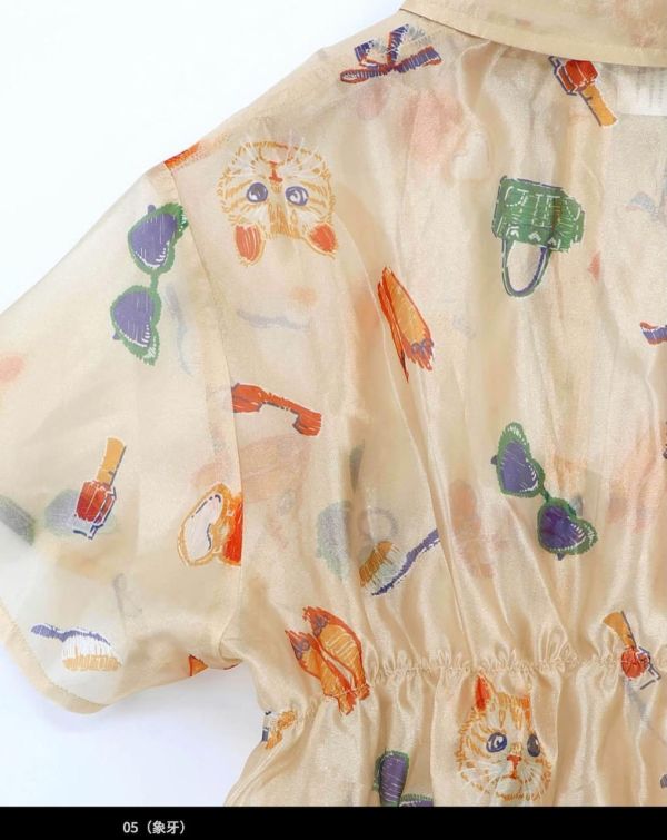 貓咪糖果紙立體造型襯衫 