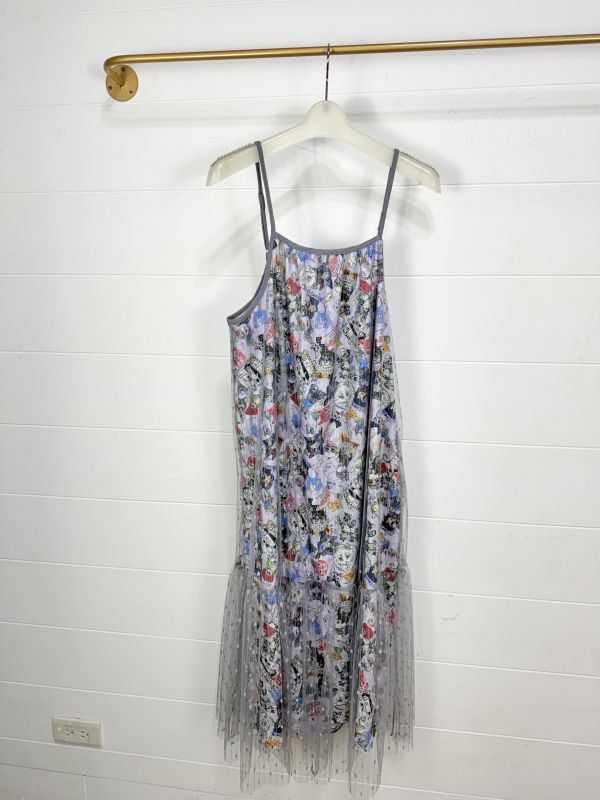 細肩帶拼紗背心 