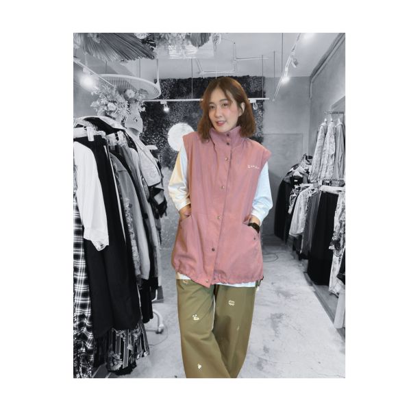 拆袖-蘑菇刺繡立領外套 